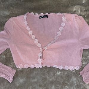 SHEIN flowered shirt. Mauve-colored and long-sleeve cropped. Never worn.